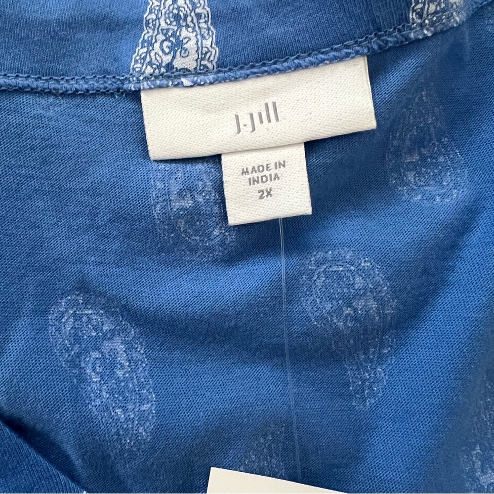 J. Jill Light Blue Paisley V-Neck Blouse - Picture 6 of 11
